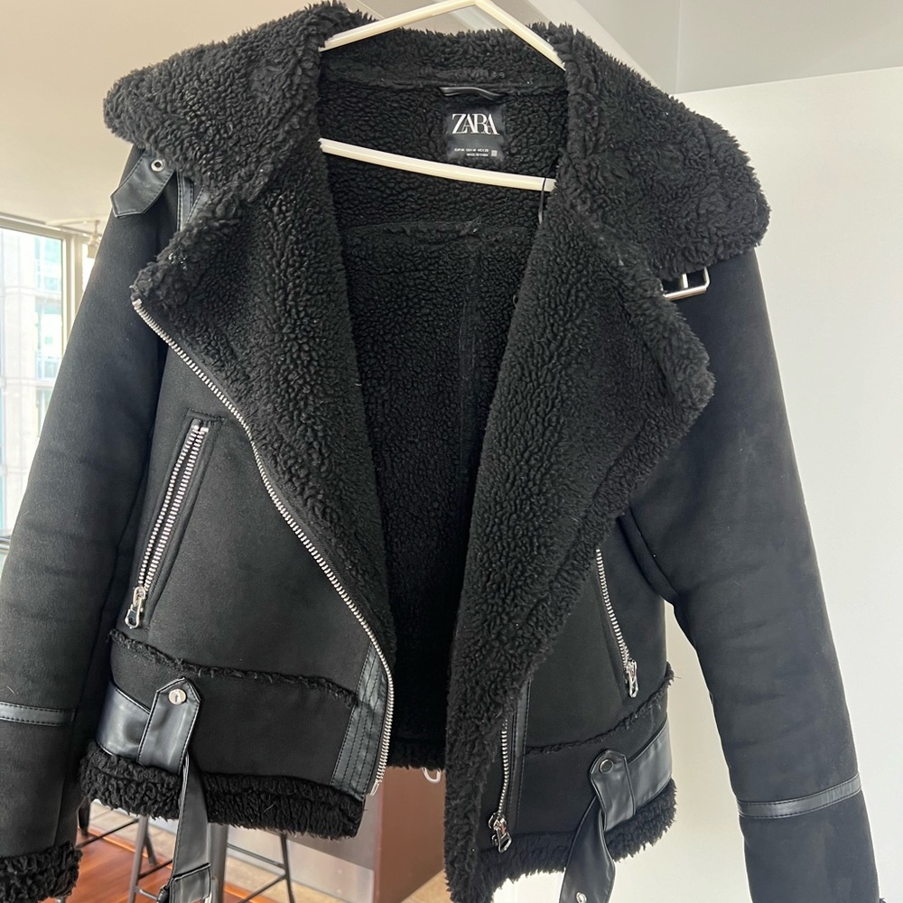 Zara Sherpa and Faux Suede Jacket